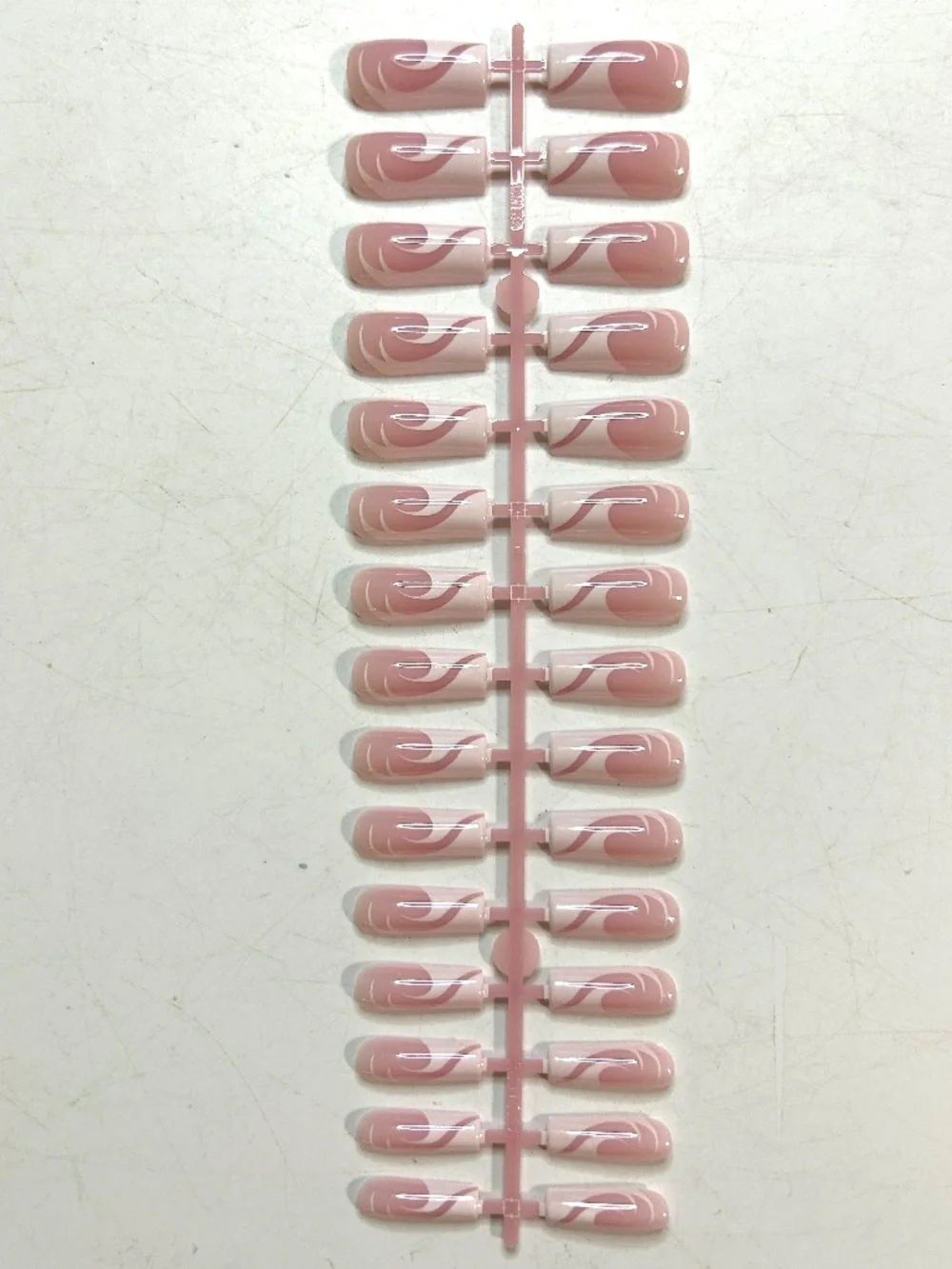 Pink & White Swirl Medium Square Press On Nails